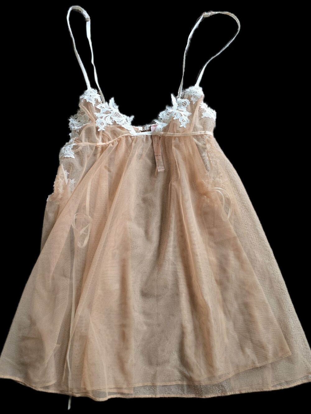 Victoria's Secret Peach Cream Lace Babydoll Chemise Dream Angels